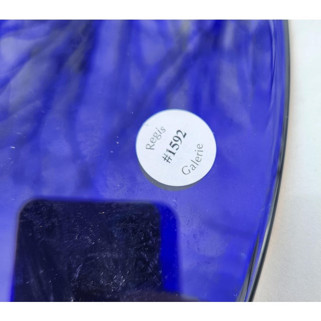 Murano Vintage Tre Fuochi Murano Large Floral Cobalt Blue Bowl W/ 24k Gold Overlay - Italy For Sale - Image 4 of 11