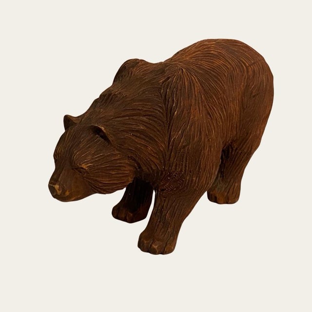 Cabin Vintage Hand Carved Wooden Bear in the Style of the Black Forrest Bear For Sale - Image 3 of 12