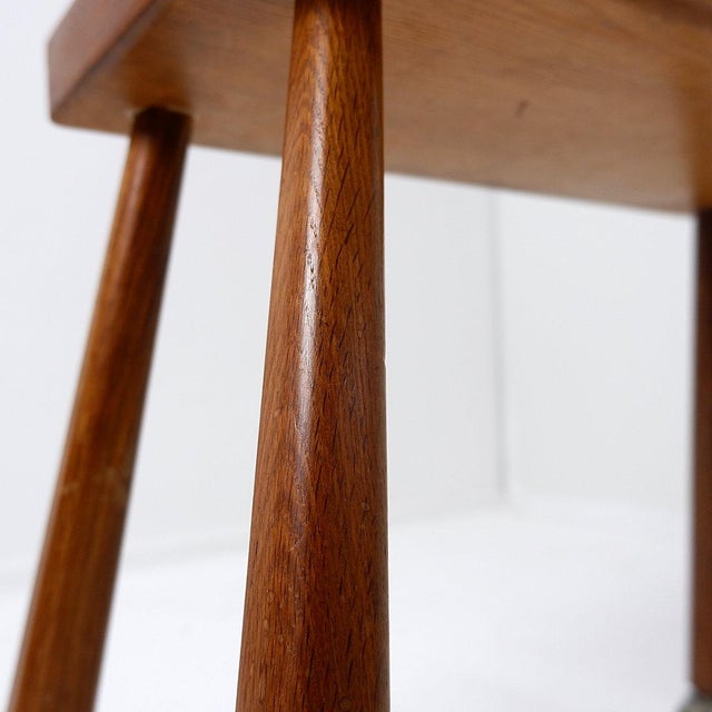 Vintage Wood Side Table on Wheels, 1960s For Sale - Image 10 of 12