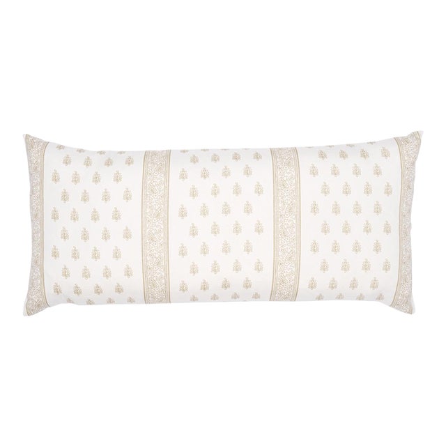 Schumacher Katsura Stripe Lumbar Pillow In Sand For Sale