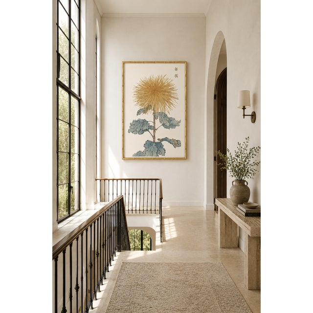 Gold Golden Mum by Hasegawa, Vintage Japanese Botanical Art Print, 12" X 18" For Sale - Image 8 of 9