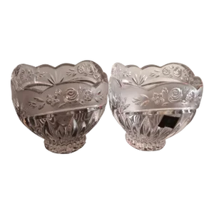 Oneida Crystal Germany Southern Garden Pattern Candy Bowls - Set of 2