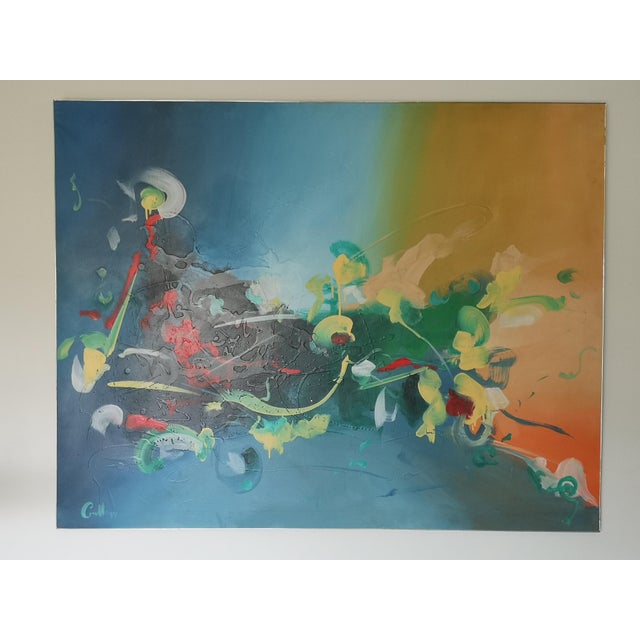 Abstract Modern art painting wall decor Doctor's office decor Blue Yellow Green Original painting Doctor office decor...