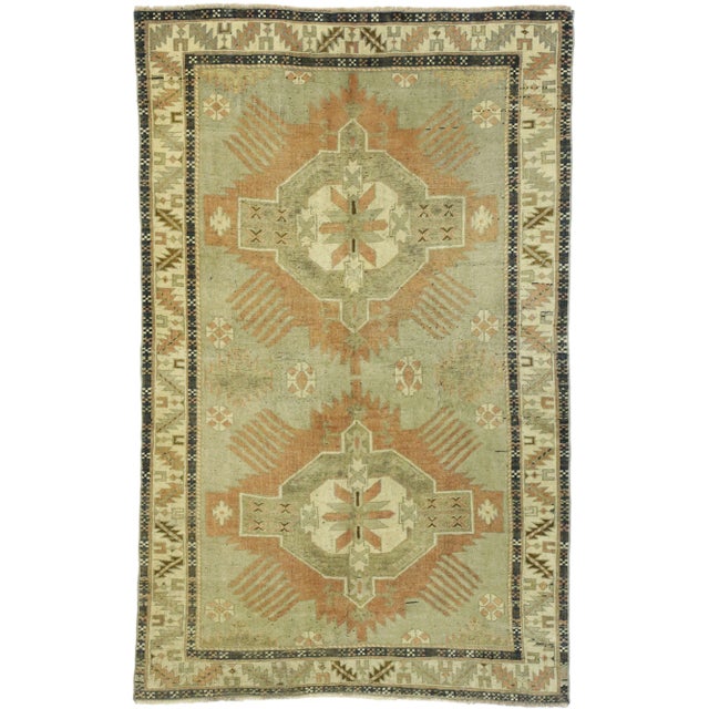 Mid 20th Century Vintage Turkish Oushak Rug 03'11 X 06'02 For Sale - Image 9 of 10