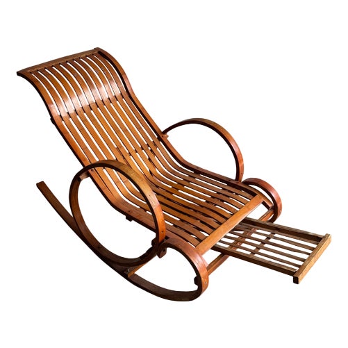 Vintage Wooden Rocking Chaise Longue with Circular Frame For Sale