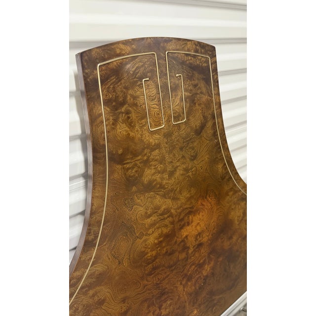 Hollywood Regency Burlwood and Brass Headboard Attributed to Mastercraft, C. 1970s For Sale - Image 9 of 12