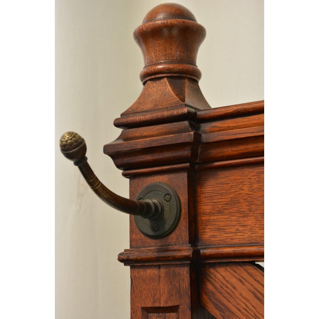 Brown English Victorian Gothic Coat Stand in Oak, 1860 For Sale - Image 8 of 18