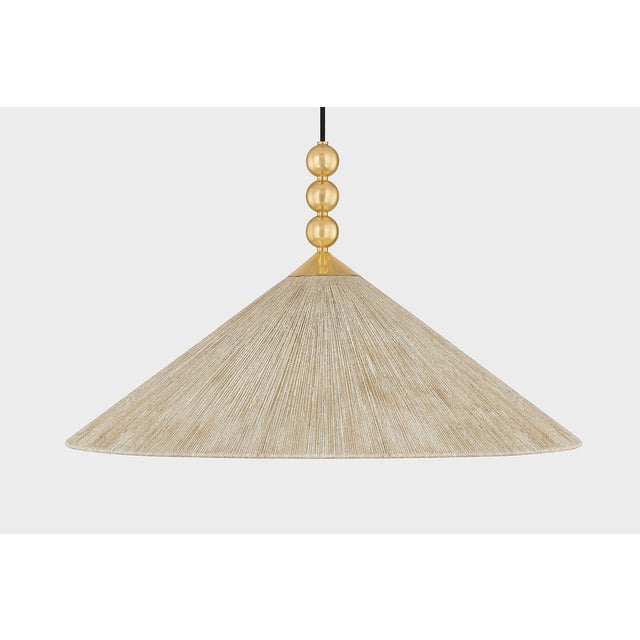 Contemporary Mitzi Song 30 in. 1 Light Pendant in Aged Brass Finish For Sale - Image 3 of 4