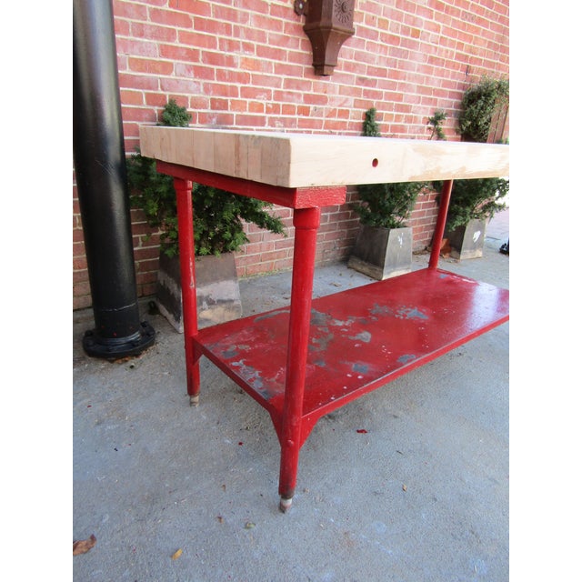 Vintage Butchers Block Table Kitchen Island 1950s For Sale - Image 6 of 9