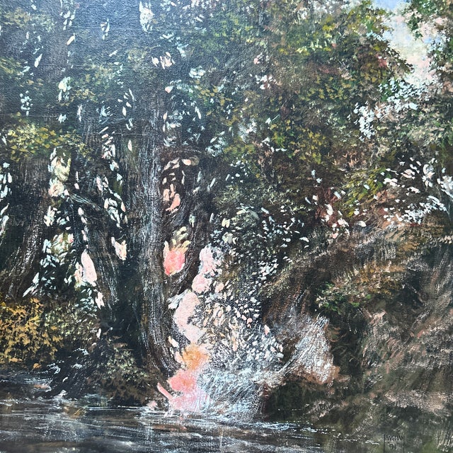Impressionist 1990’s Original Impressionist Forest Stream Landscape Painting For Sale - Image 3 of 6
