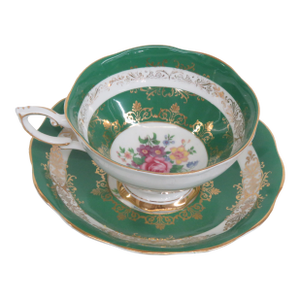 Royal Standard Green and Gold 22k Teacup and Saucer Set 4656b