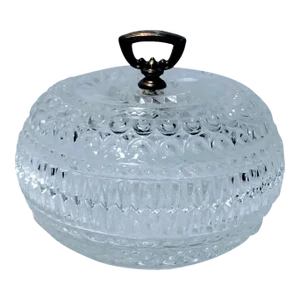 1960s Clear Pressed Glass Sawtooth Lidded Candy Bowl