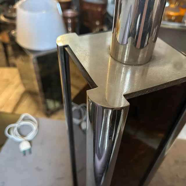 1970s Mid-Century Modern Fake Tortoiseshell Lucite and Silver Plate Table Lamp For Sale - Image 10 of 12