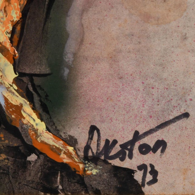 Framed Signed J. Akston "Bloody Mary, 1973" Mixed Media on Board For Sale - Image 4 of 12