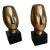 Pair of Villa & House Alberto Statues / Sculptural Bookends | Cycladic-Inspired Gold Leaf Metal on Black Marble Bases, Heavy For Sale