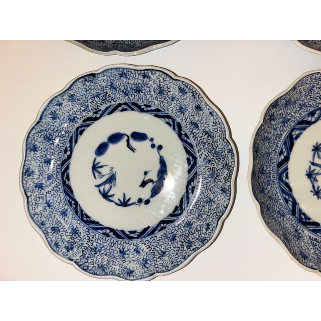 Antique Blue and White Plates - Collection of 12 - 7" X 7" Round - Scalloped Edge - End Edo or Beginning Meiji For Sale - Image 17 of 18