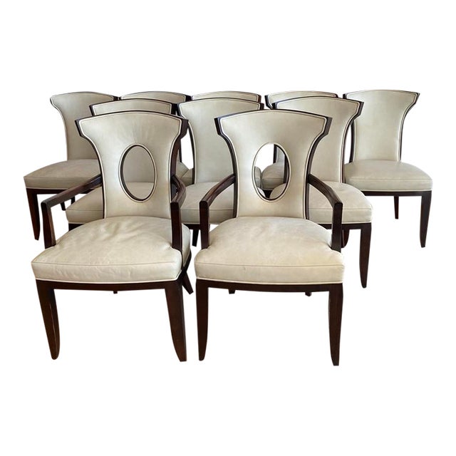 Barbara Barry for Henredon Set of 10 Chairs in Cream Leather Chairish