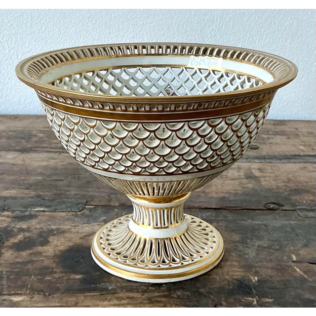 Vintage Regency Pierced Porcelain Bowl For Sale - Image 10 of 12