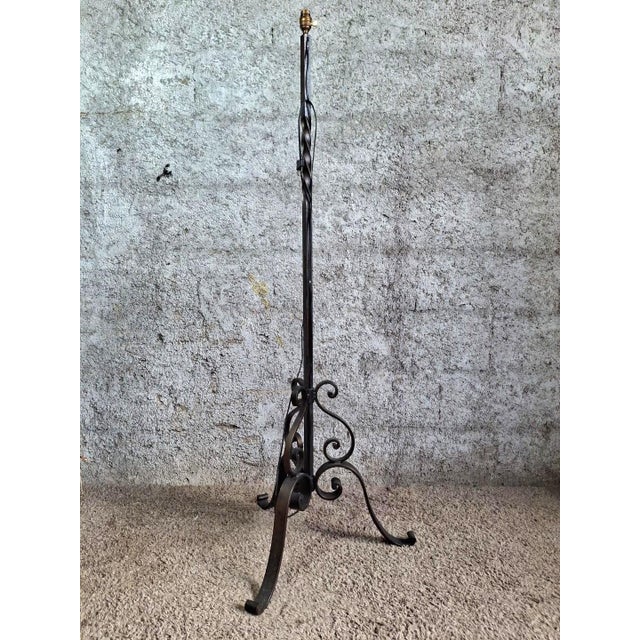 Black 20th Century Classical Wrought Iron Tripod Floor Lamp, 1890s For Sale - Image 8 of 8
