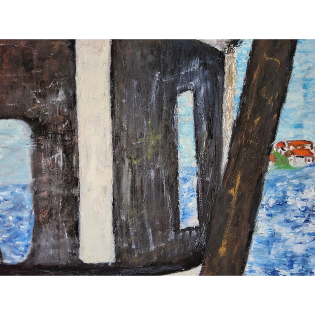 1970s Mid Century Swedish Modernist Naivist Maritime Oil Painting of a Fisherman For Sale - Image 5 of 18
