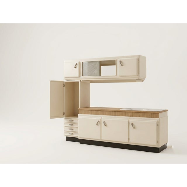 Mid-Century Kitchenette in Glass and Wood For Sale - Image 3 of 5