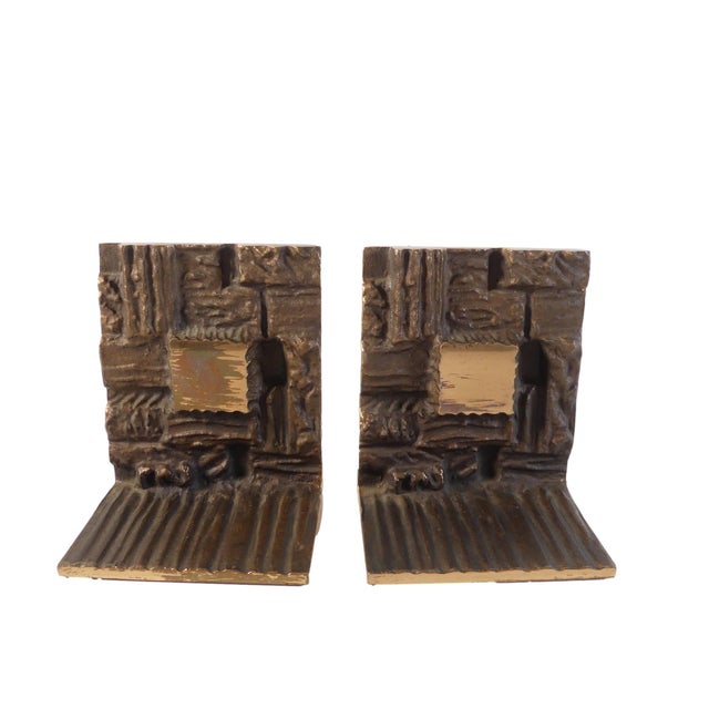 Brown Vintage Brutalist Bronze Bookends, 1960s, Set of 2 For Sale - Image 8 of 8