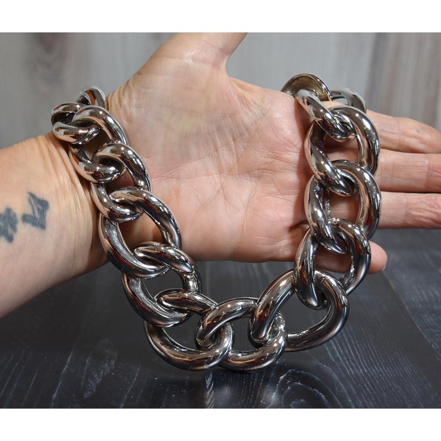 Vintage Givenchy Silver Tone Chunky Chain Necklace For Sale In Philadelphia - Image 6 of 13