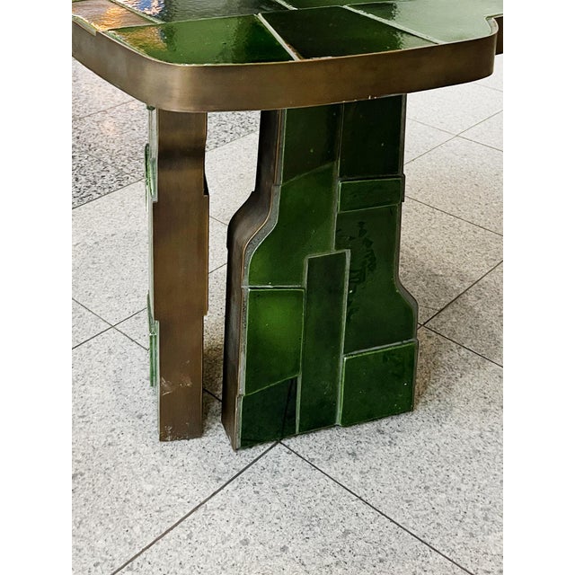 Italian Raku Ceramic & Bronze Sculptural Side Table For Sale - Image 10 of 12