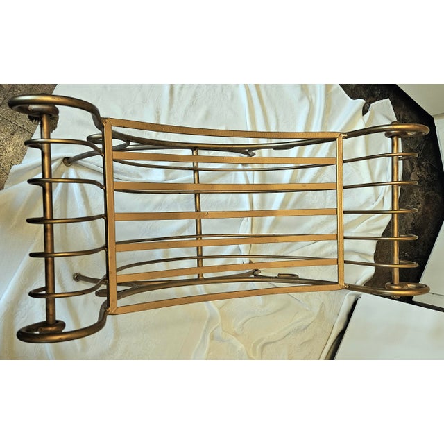 Mid-Century Italian Hollywood Regency Gilt Metal Rope & Tassel Vanity Bench With Tapestry Seat For Sale - Image 4 of 8