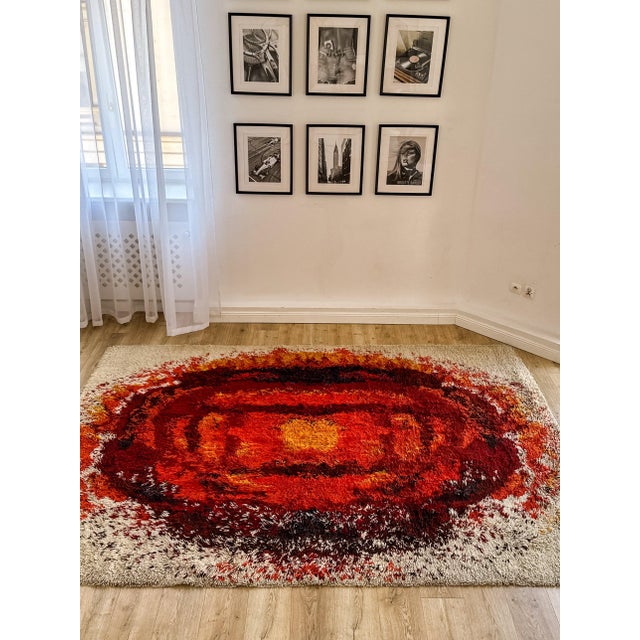 Large Polish Flame Shag Rug by Zakłady Tkanin Dekoracyjnych Welur, Kietrz, 1970s For Sale - Image 15 of 18