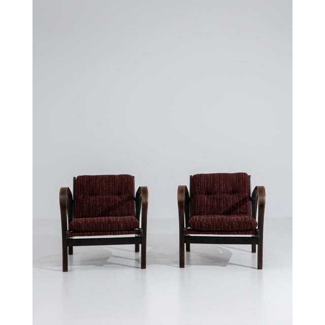 Pair of Mid-Century Bentwood Upholstered Armchairs by Kozelka And Kropacek H-237 For Sale - Image 11 of 15