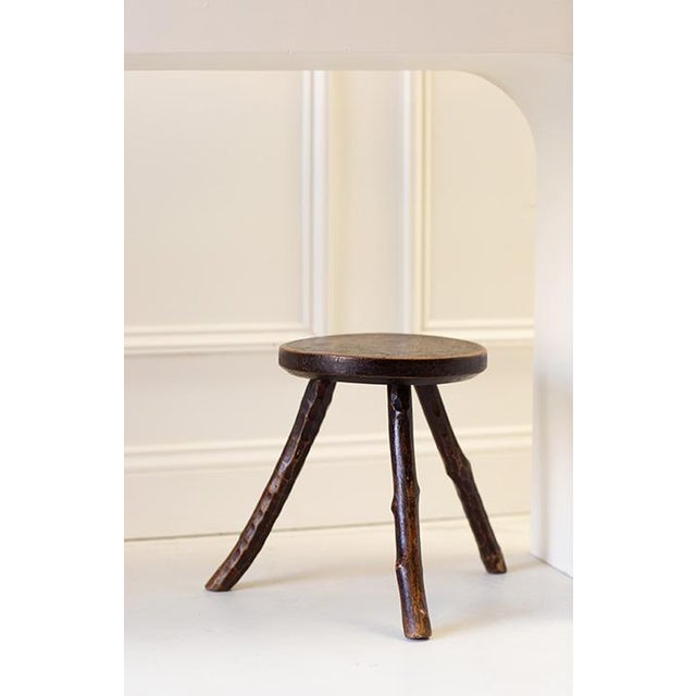 Wood Antique Primitive Farm Milking Stool, Mid 20th Century For Sale - Image 7 of 9
