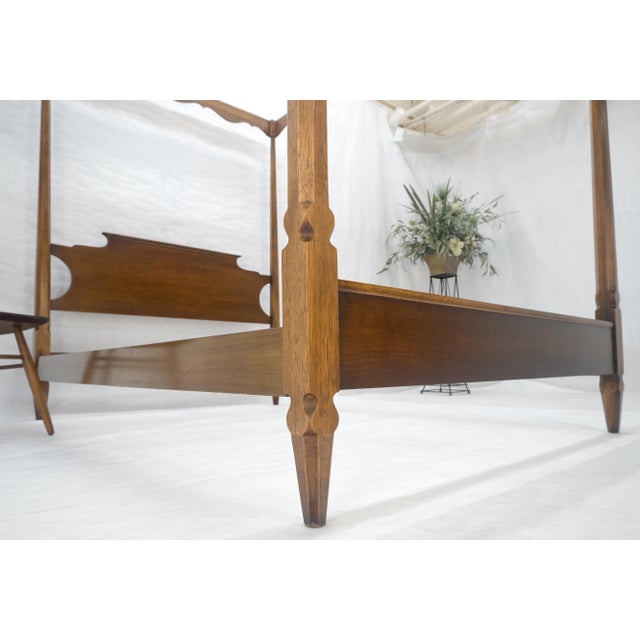 Antique c1940s Wooden Four-Poster Queen Size Canopy Bed Frame Mint For Sale - Image 16 of 18