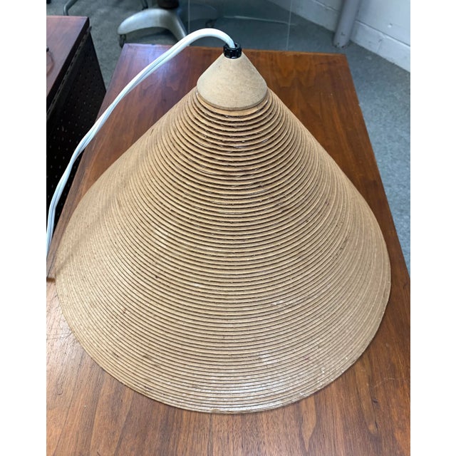 Frank Gehry Mid-Century Modern Corrugated Cardboard Pendant Hanging Light For Sale - Image 4 of 6