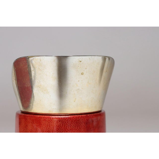 1950s Italian Modernist Pitcher in Brass and Dyed Red Goatskin by Aldo Tura For Sale - Image 9 of 18