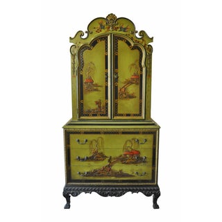 1930s Pear Green Chinoiserie Armoire For Sale