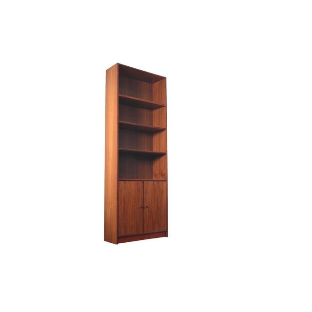 Mid 20th Century Mid 20th Century Narrow + Tall Danish Teak Bookcase With Lower Doors For Sale - Image 5 of 7