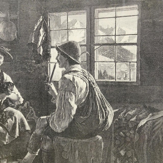 Antique Copper Engraving Print With Popular Bavarian Scene Ca. 1900 For Sale - Image 4 of 6