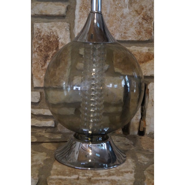 Postmodern 1960s Chrome and Smoked Glass Table Lamp For Sale - Image 3 of 9