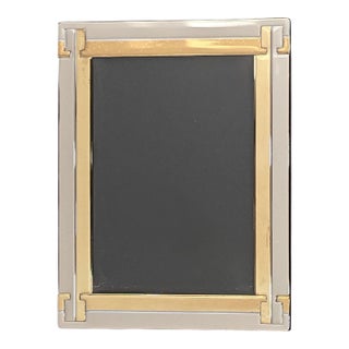 Vintage Cartier Style Brass and Chrome Picture Frame For Sale