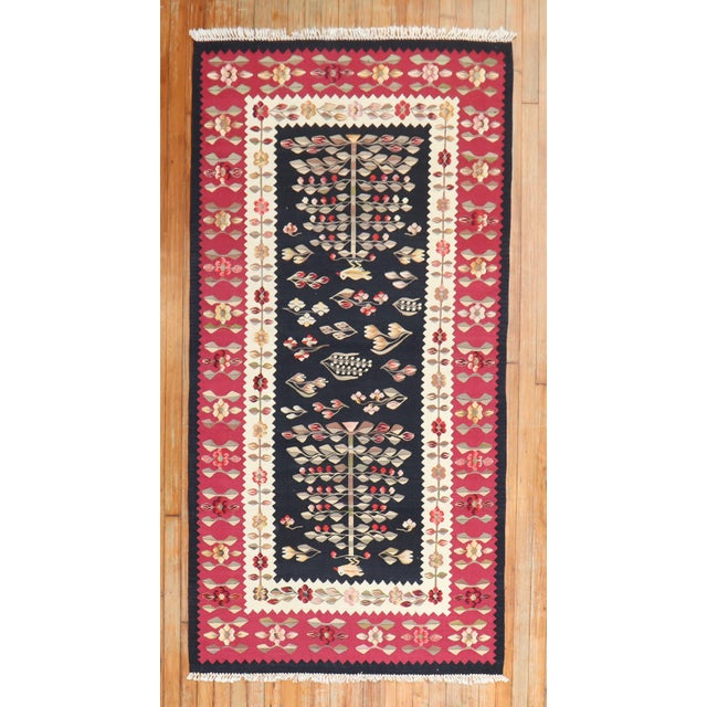 A beautiful early 20th Century Scatter Size Besserabian kilim Measures: 3'7" x 6'10".