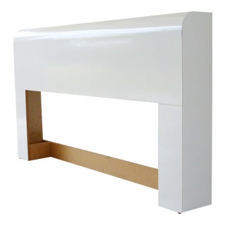 Postmodern Gloss White Waterfall-Front Queen Headboard For Sale