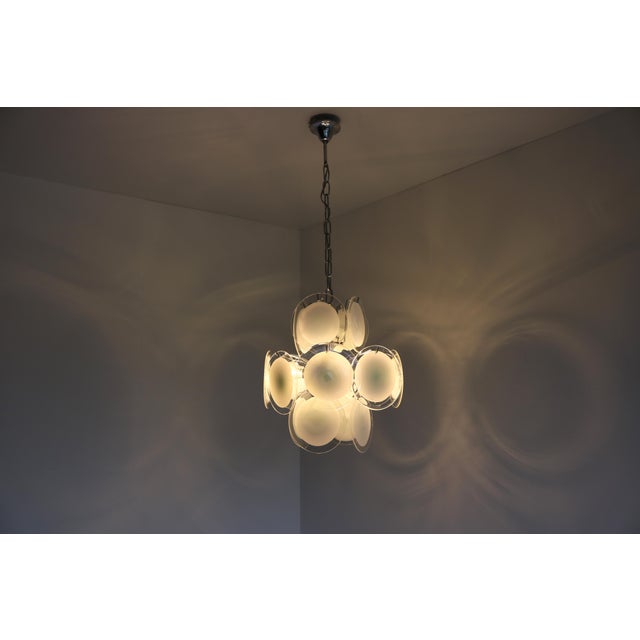 Vintage Italian Murano Glass Disc Chandelier attributed to Gino Vistosi, 1970s For Sale - Image 16 of 16