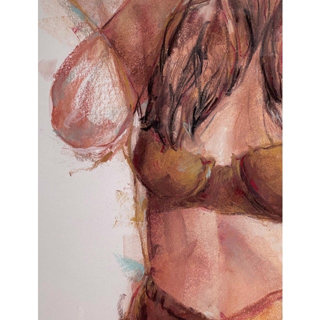 Contemporary Play by Jane Radstrom | Pastel on paper of a seated woman in a bikini with glasses. For Sale - Image 3 of 5