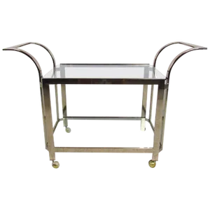 Late 20th Century Mid-Century Modern Brass Serving Cart