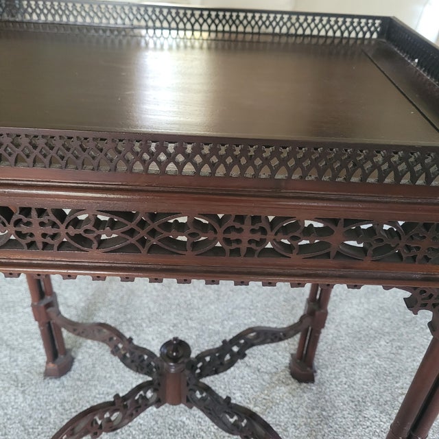 Chinese Two Vintage Antique Chinese Chippendale Tables For Sale - Image 3 of 10