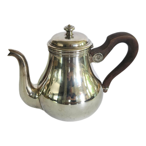 Christofle France Bagatelle Silverplate Teapot W/ Dark Wooden Handle