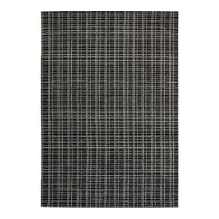 8x10 Brown Hand-Knotted Wool Viscose Gridwork Geometric Modern Carpet Rug For Sale
