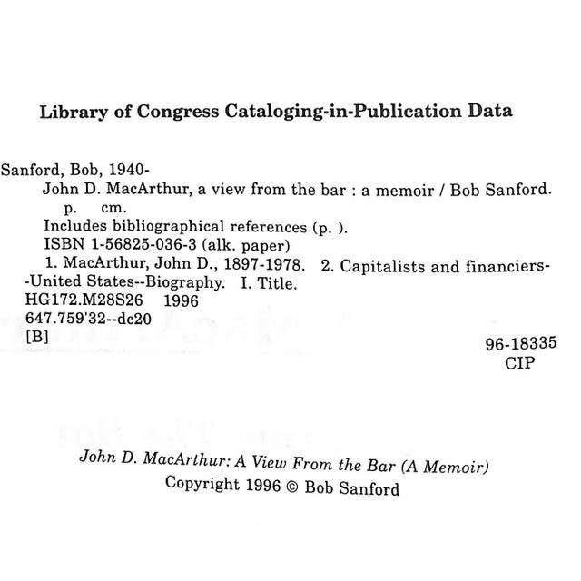John D. MacArthur: A View From the Bar Book For Sale - Image 4 of 6