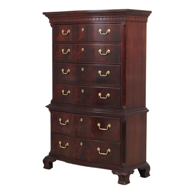 Thomasville Flame Mahogany Bow Front Chest on Chest For Sale